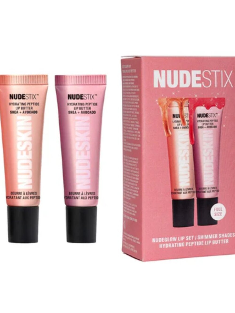 NUDESTIX Nudeglow Lip Set Hydrating Peptide 2-Piece Kit NEW INβ BOX
